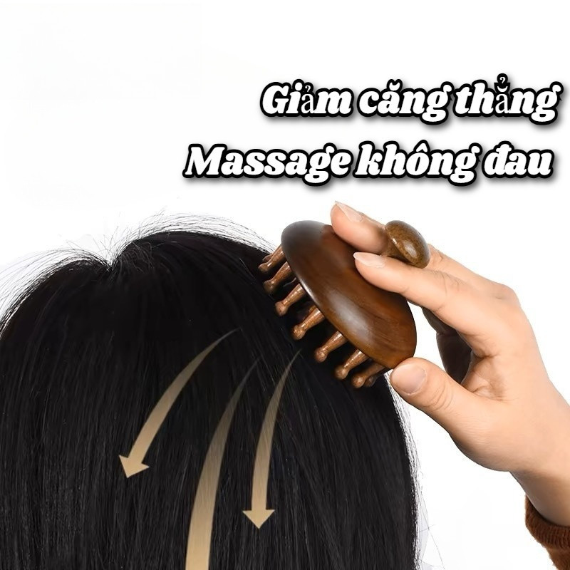 Lược Massage 4 Trong 1 Bằng Gỗ Đàn Hương - Mát Xa Da Đầu, Giảm Tĩnh Điện, Giảm Căng Thẳng Thần Kinh Và Mệt Mỏi
