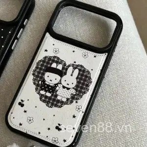 Ốp Điện Thoại Thích Hợp Cho iPhone 7 8 X XS XR XSMAX 11 12 13 14 15 16 17 Pro max Plus Air Họa Tiết Da Dễ Thương Đen Trắng Chấm Bi Miffy Thỏ Chống Sốc Vỏ Bảo Vệ Chống Sốc Bao Gồm Tất Cả Ốp lưng IQUR