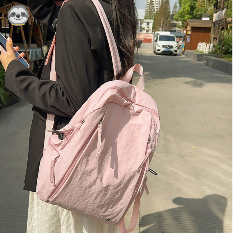 Phong cách Nhật Bản Muji Style / Ba lô chống nước nam nữ màu trơn / Ba lô đơn giản thông thường / Túi đi học phù hợp cho học sinh / Ba lô du lịch nhẹ dung tích lớn