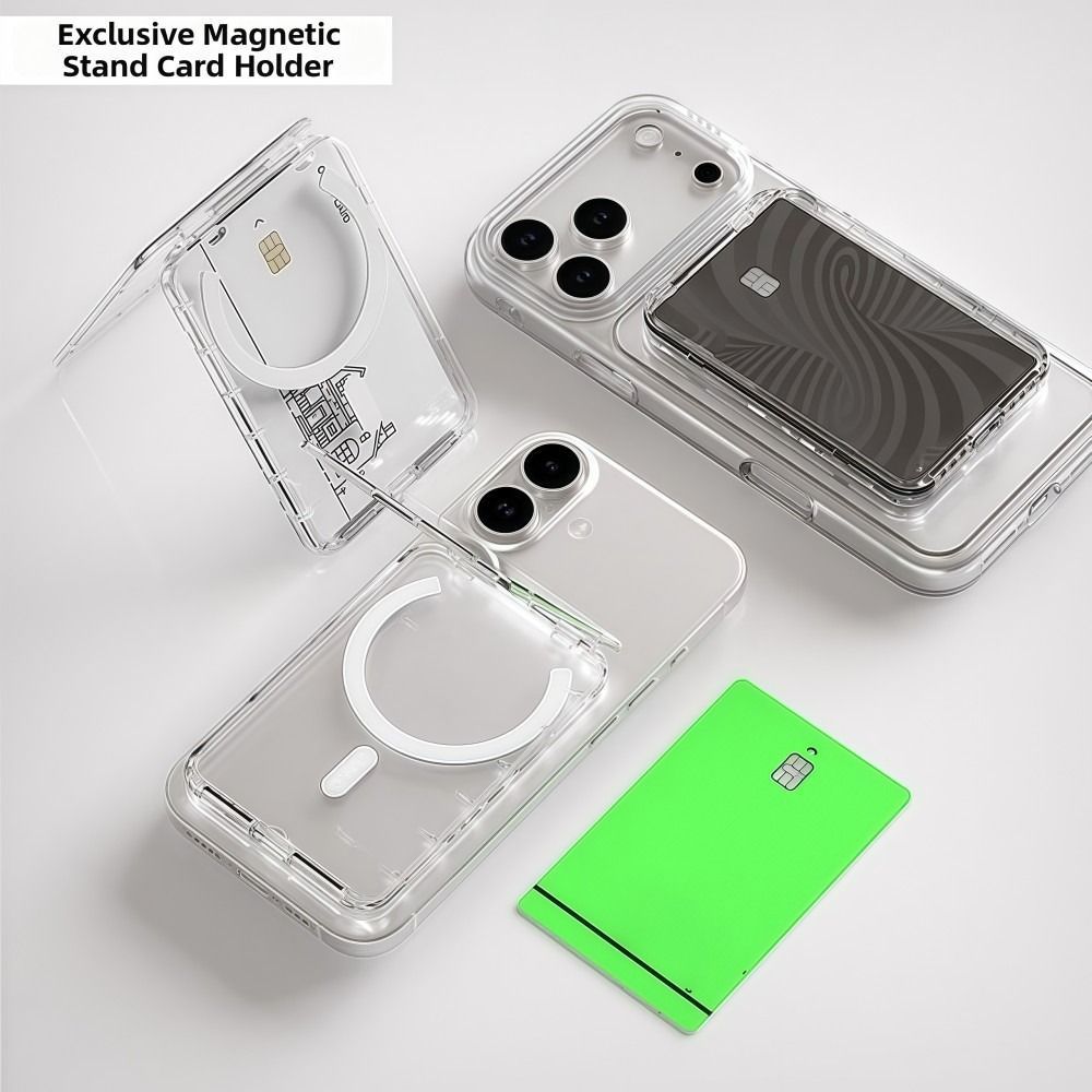 ESSENCEH Dành Cho Túi Đựng Thẻ MagSafe, Hộp Đựng Thẻ Từ Tính Siêu Mỏng Chống Sốc, Điện Thoại Ví Nhẹ Trong Suốt Có Thể Tháo Rời Cho 17 / 16 / 15 / 14 / 13 / 12