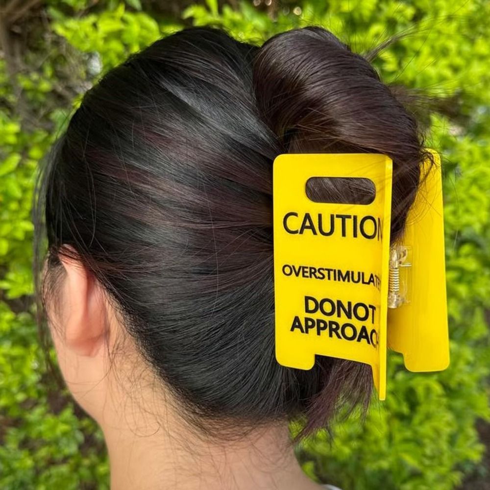 Kẹp vuốt tóc MERIGGIARE, Phụ kiện tóc Kẹp chắc chắn Dấu hiệu cảnh báo Kẹp móng vuốt tóc, Kẹp tóc kích thích quá mức màu vàng rực rỡ cho bé gái