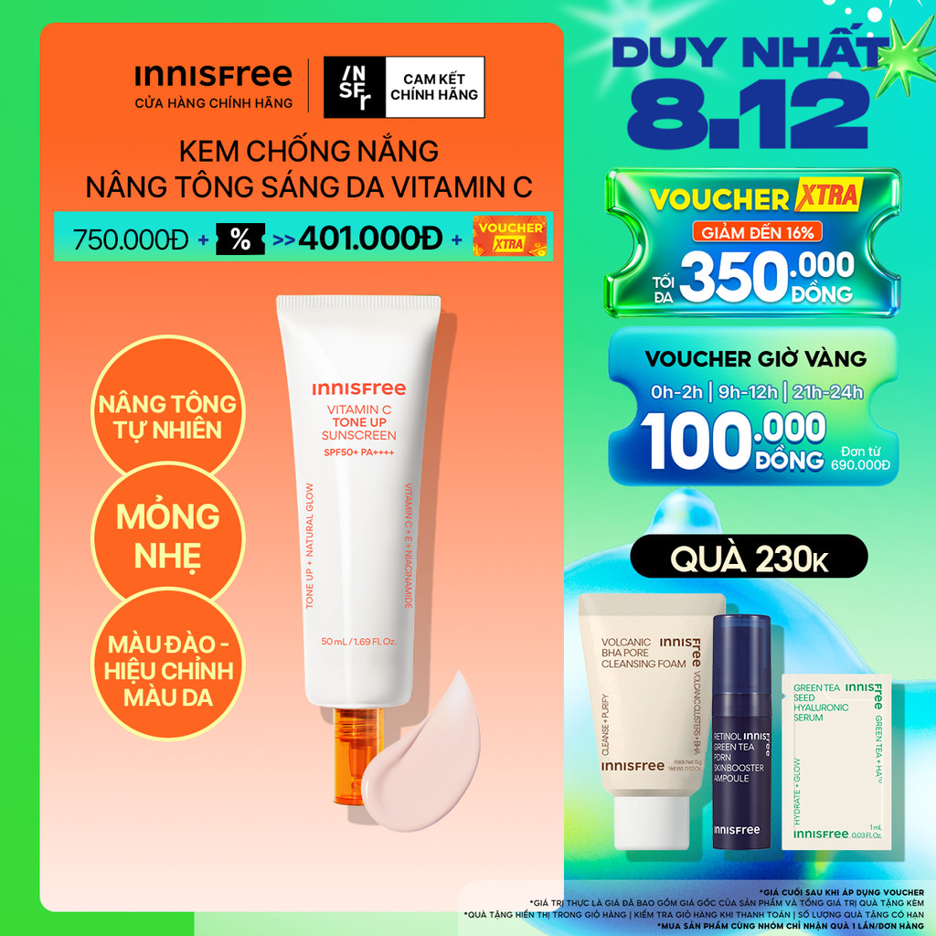 Kem chống nắng Vitamin C nâng tông sáng da SPF 50+ PA++++ 50mL