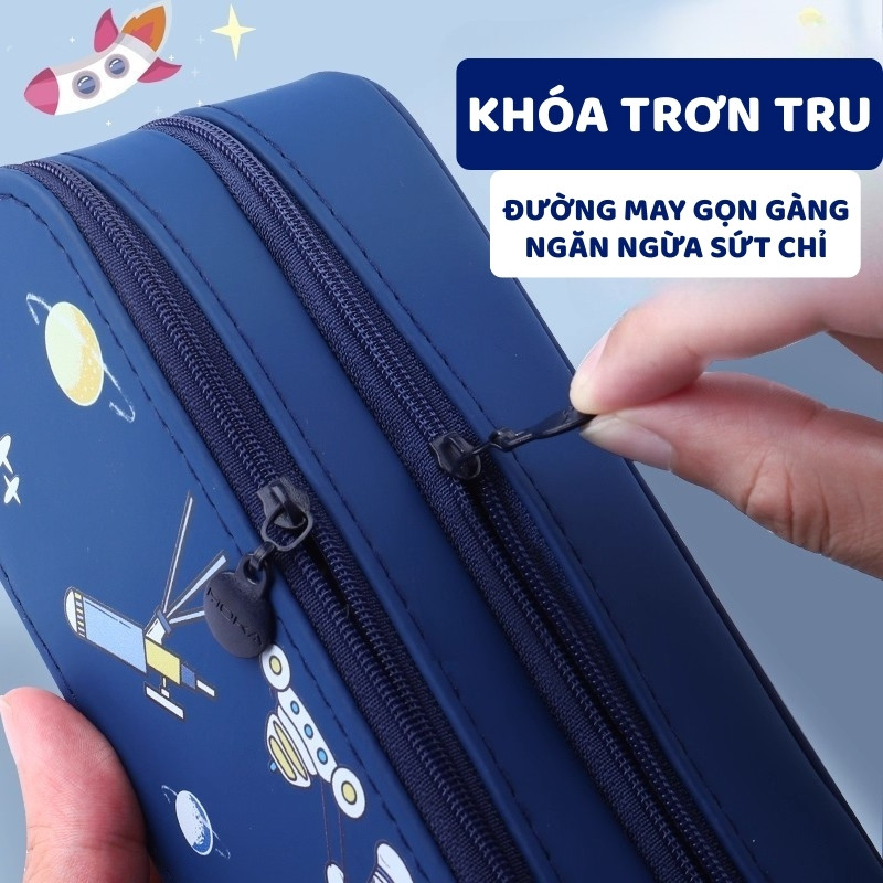 Hộp Bút Phi Hành Gia 2 Ngăn – Văn Phòng Phẩm Dễ Thương Cho Học Sinh, Túi Bút Rộng Rãi & Tiện Lợi