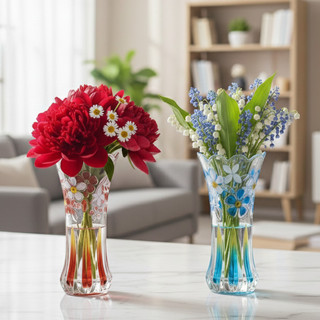 Bình hoa thủy tinh màu đẹp, Lọ hoa thủy tinh decor để bàn, Bình bông thủy tinh cắm hoa trang trí nhà cửa