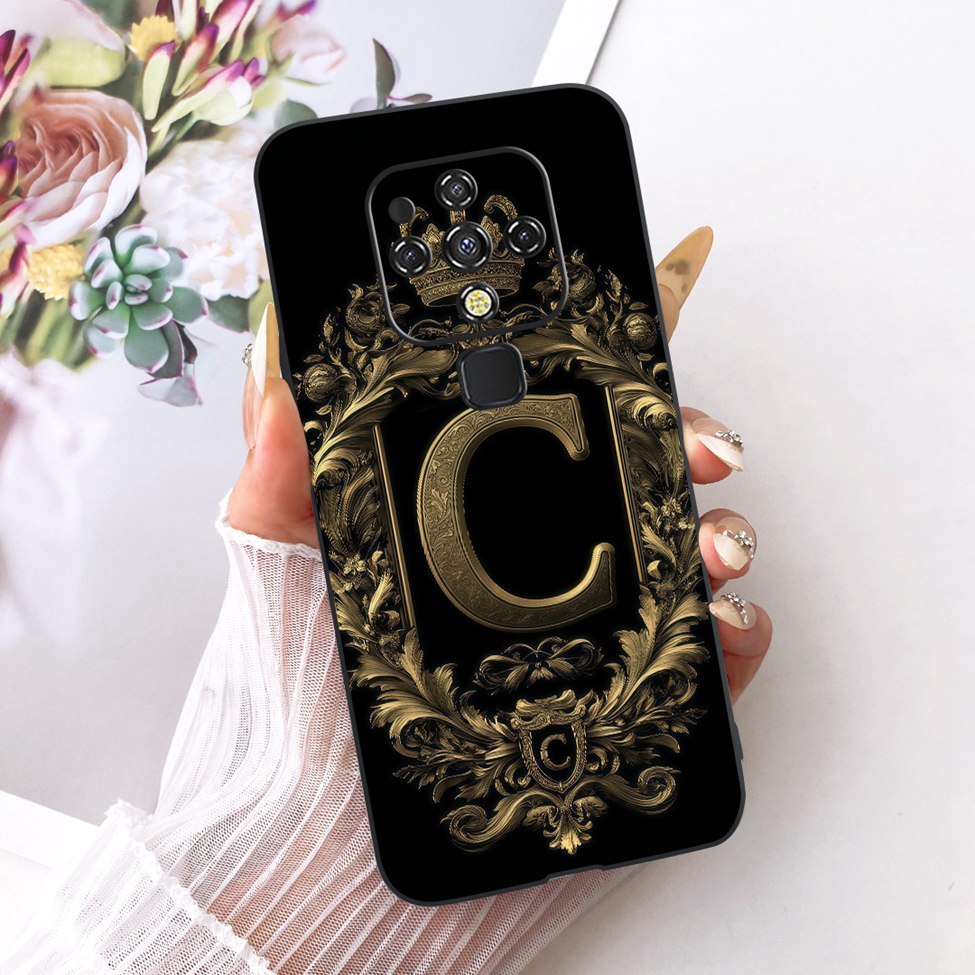 Ốp lưng Tecno Camon 16 Pro Tecno Camon 16 Vỏ silicon sang trọng Vương miện A-Z Chữ cái 2D Họa tiết phẳng Vỏ điện thoại mềm CE7 CE7j CE9h