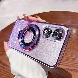 Ốp Điện Thoại Cho Honor 90 Lite 5G 4G Mạ Sang Trọng Gradient Lấp Lánh Vỏ Từ CD Giá Đỡ Camera Bảo Vệ Vỏ Mềm Chống Sốc