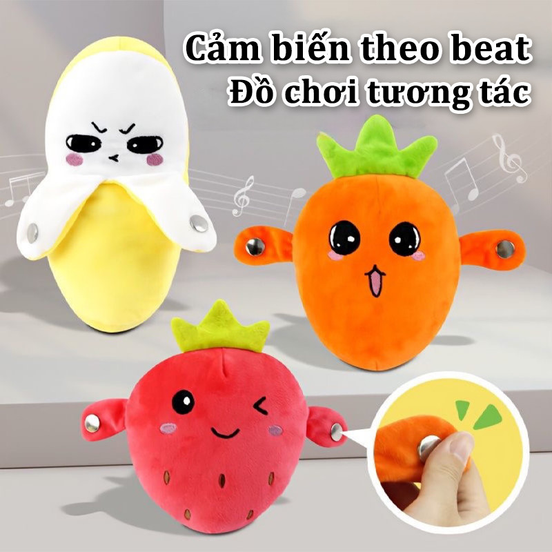 Chuối bông cảm ứng phát nhạc vui nhộn, đồ chơi tương tác thông minh, chất liệu bông mềm mịn, món quà vui nhộn cho bé yêu