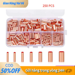 【24H】Bộ 250 Đầu Cos Đồng Nối Dây Ống Nhỏ Nhiều Size, Uốn Dễ Dàng, Chống Gỉ, Dẫn Điện Tốt