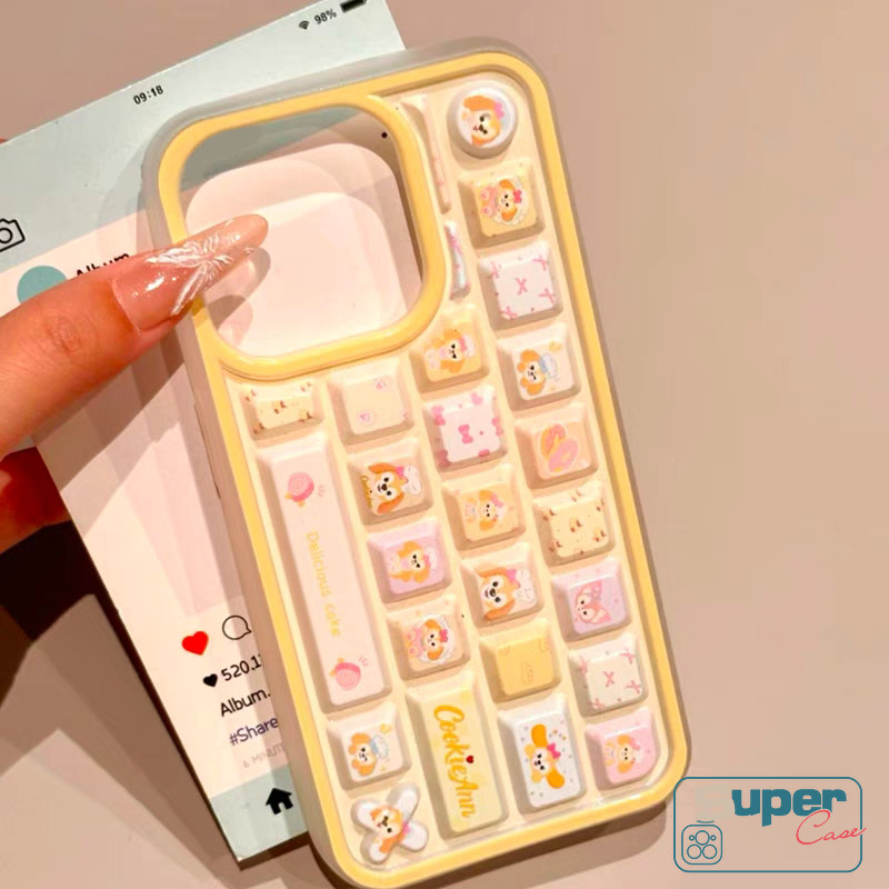 Ốp Lưng Tương Thích Cho IPhone 13 16 17 11 14 15 12 Pro Max XR 15 14 6 7 8 6s 16 Plus X XS Max Air SE Hoạt Hình Thời Trang Dễ Thương Linabell Hello Kitty Vỏ Bàn Phím 3D
