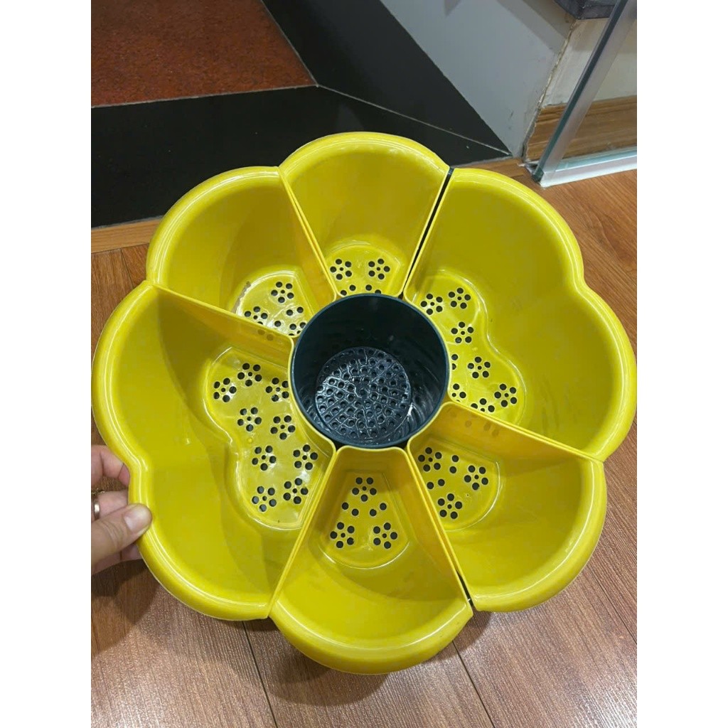 Rổ Đựng Rau Ăn Lẩu Xoay 7 Ngăn , Rổ Nhựa Để Hoa Quả Khay Lẩu Rá Rau Củ Hình Hoa