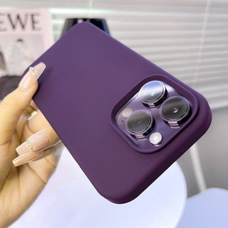 Mềm Mờ Lỏng Silicon Bảo Vệ Ống Thích Hợp Cho IPhone11 12 13 14 15 16 Pro Max 14 15 16 Plus Kẹo TPU Vỏ Bảo Vệ Lỗ Lớn  Màu Xám