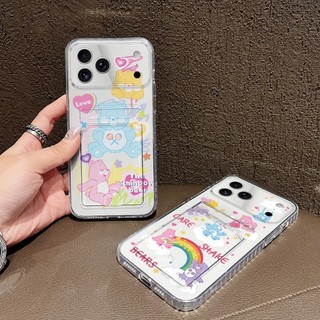 Ốp Silicon Khe Cắm Thẻ Trong Suốt Cho iPhone 17 16 15 14 13 12 11 Pro Max Ốp Lưng Điện Thoại CUTE C-CARES B-BEARS In Bảo Vệ Cho iPhone AIR 16E 16 15 14 Plus
