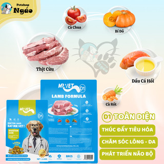 Hạt Cho Chó Mr.Vet D1 1.4kg Dòng Hạt Holistic Mix Topping Vị Thịt Cừu Non Và Rau Củ