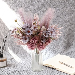 Hoa Giả Trang Trí Nhà Cửa Decor Phòng Khách Bó Cúc Lụa Mẫu Đơn Cỏ Lau Bắc Âu Sang Trọng Đạo Cụ Chụp Ảnh Tiệc Cưới Quà Tặng Cao Cấp Thẩm Mỹ Bàn Làm Việc Bình Cắm Sẵn Phong Cách Vintage Hiện Đại Nội Thất Cây Khô Đẹp Hồng Tinh Tế