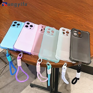 Ốp điện thoại mờ sương Ice Mist cho Samsung Galaxy S25 Edge S24 S23 S22 Plus Ultra FE S25 + S24 + S23 + S22 + 5G 4G Vỏ điện thoại trong suốt dễ thương Vỏ mềm sang trọng có dây tay ngắn
