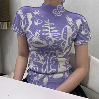 Miyake Áo Xếp Ly In Hình, Thoáng Mát, Phù Hợp Mùa Hè