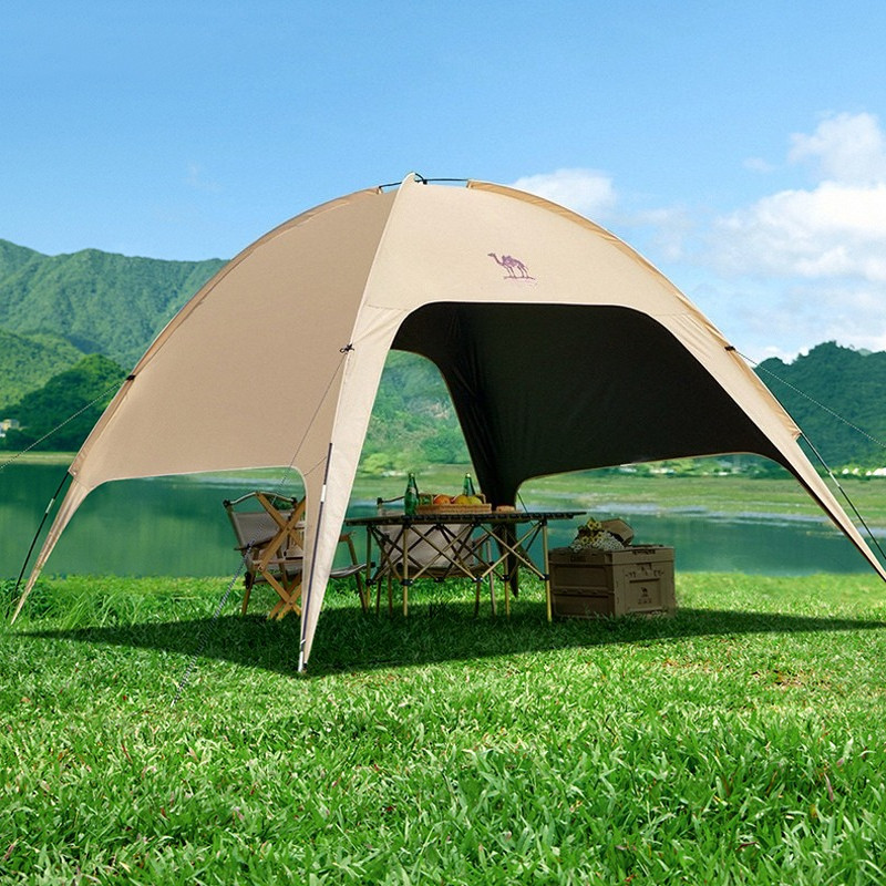 Lều tán CAMEL CROWN với tấm che nắng cao su đen, phù hợp cắm trại ngoài trời cho 4–6 người