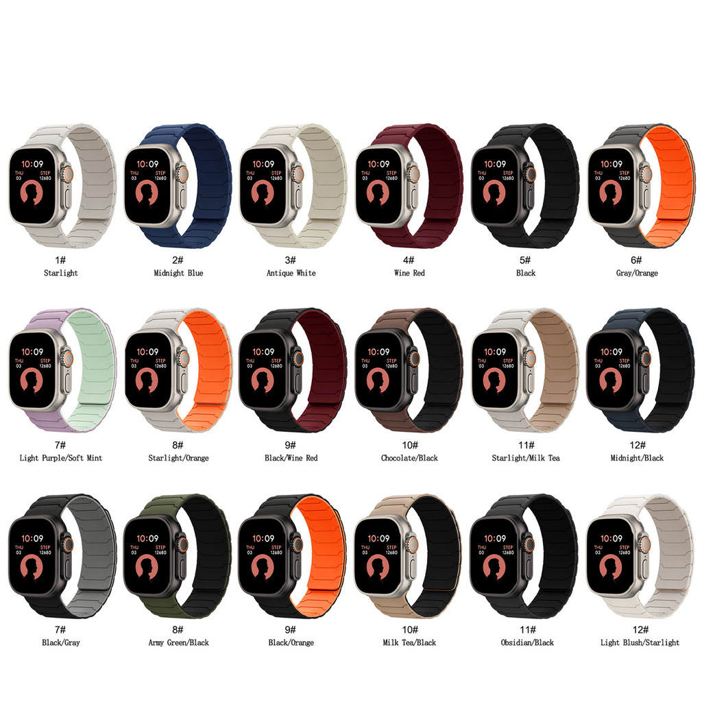 Dây đeo từ tính bằng silicon + Thay đổi sang Ultra Cover Case tương thích cho Apple Watch Series11 / 10 46mm 42mm 9 8 7 6 SE 5 4 45mm 44mm 41mm 40mm