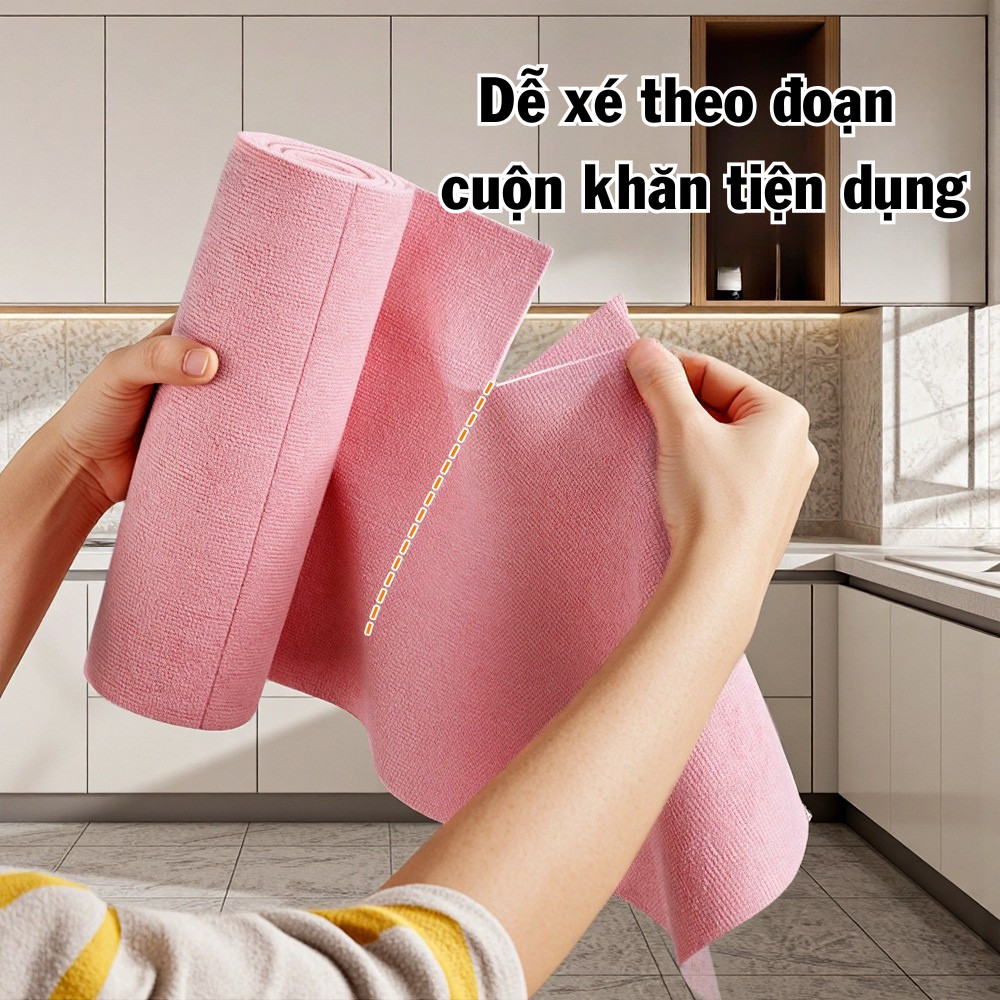 Cuộn 20 Khăn Vải Lau Bếp Đa Năng Siêu Thấm Nước, Chống Dầu Mỡ, Khăn Vải Lau Bếp Tái Sử Dụng