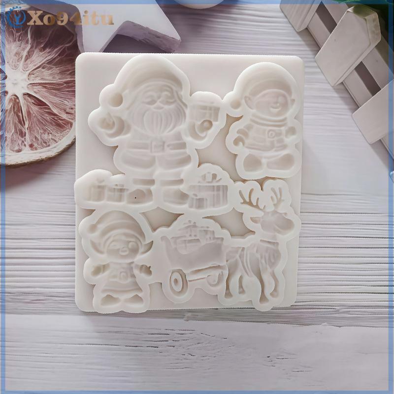 XOITU Tuần lộc Ông già Noel Xe trượt tuyết Giáng sinh Silicone Sugarcraft Khuôn làm bánh Cupcake Khuôn làm bánh Fondant Bánh trang trí Dụng cụ VN