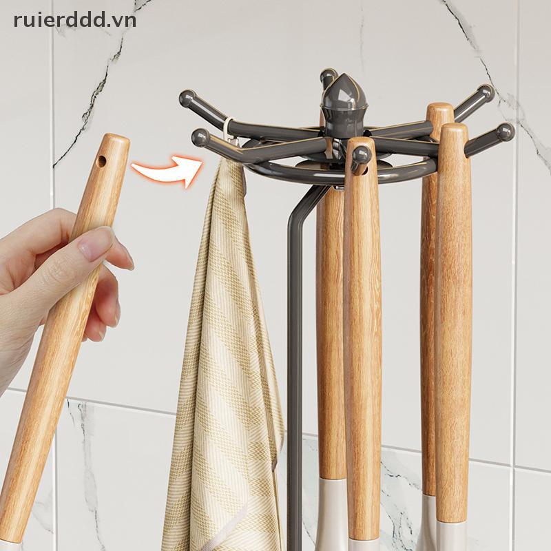 # ruierdd # Giá đỡ dụng cụ nhà bếp xoay 360 độ bằng thép không gỉ Dụng cụ nhà bếp Giá đỡ có 6 móc & khay thoát nước.