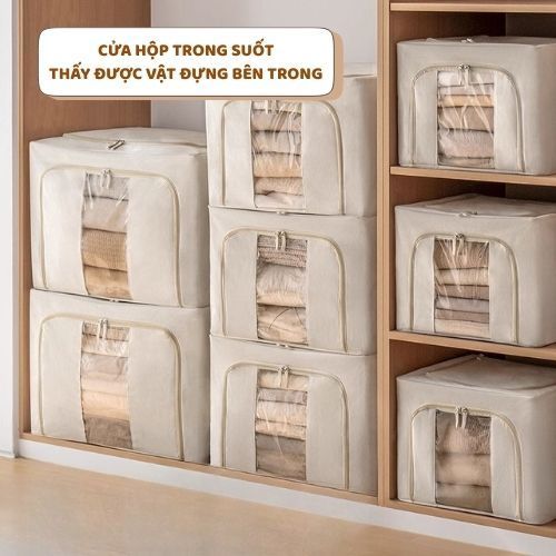Hộp Vải Khung Thép Đựng Quần Áo ENODA HOME Gấp Gọn Đa Năng, Hộp Đựng Đồ Vải Oxford Dung Tích Lớn HV027