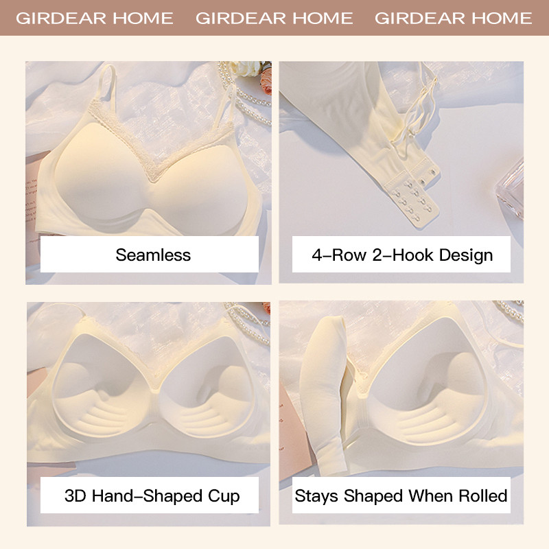 Girdear Home quyến rũ Lace thoáng khí áo lót  áo ngực không dây với dây spaghetti mỏng, thiết kế ren liền mạch giúp đẩy vòng một, phù hợp cho bust nhỏ,GH32