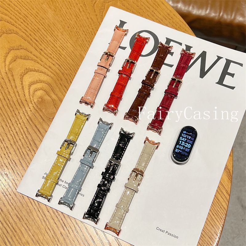 Dây đeo da nút tre sáng mặt cho Xiaomi Mi Band 10 9 8 7 6 5 4 3 Vòng đeo tay cho Mi Band 8 9 10 Pro NFC Band