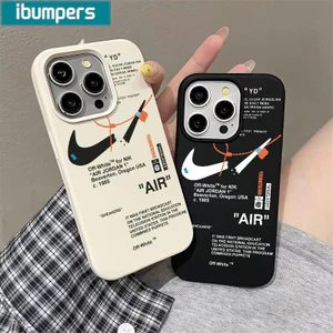 Ibumpers INS Đen SNEAKERS Giày Thể Thao A1R Ốp Điện Thoại Cho iPhone 17 Pro Max Vỏ 16 15 14 Plus 13 12 11 Pro Max Silicon Mềm Nhãn Trắng Ốp Lưng