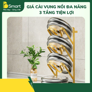 Giá Cài Vung Nồi Đa Năng 3 Tầng Phong Cách Bắc Âu, Khung Thép Chịu Lực  Không Hoen Gỉ, Tiện Lợi