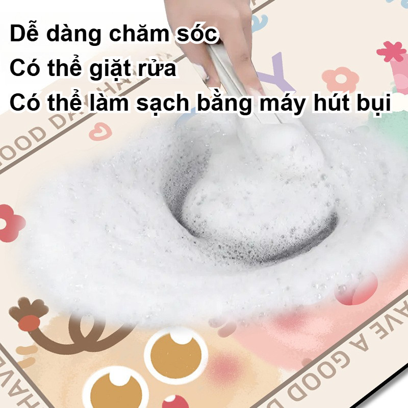 Bộ 2 Thảm Bếp Hình Hoạt Hình - Chất Liệu Diatomite Siêu Thấm Hút, Trang Trí Phòng Ngủ Đáng Yêu