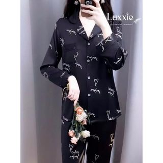 Đồ Bộ Nữ Pijama Bộ Lụa latin Tay Dài cổ sơ mi 11