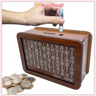 Hộp đựng tiền NEATDWELL, Ngân hàng heo đất bằng gỗ thủ công, Sử dụng tại nhà Có thể tái sử dụng với mục tiêu tiết kiệm tiền Quầy tiền xu Lưu trữ trẻ em