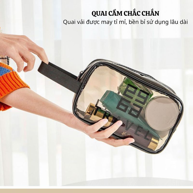 Túi Đựng Mỹ Phẩm Trong Suốt ENODA HOME Cao Cấp, Túi Nhựa PVC Đựng Đồ Trang Điểm Chống Thấm Nước TuiPVC002