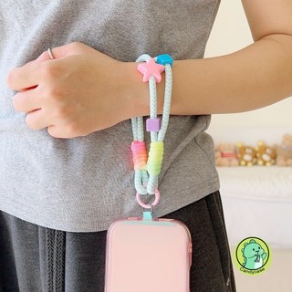 Kẹo Màu Ngôi Sao Dây Ngắn Vỏ Điện Thoại Dây Đeo Treo Di Động Hoạt Hình Dễ Thương Đơn Giản Cô Gái Dây Xoắn Chống Mất Thời Trang Cổ Tay Mạnh Mẽ Ngắn Vỏ Điện Thoại Di Động