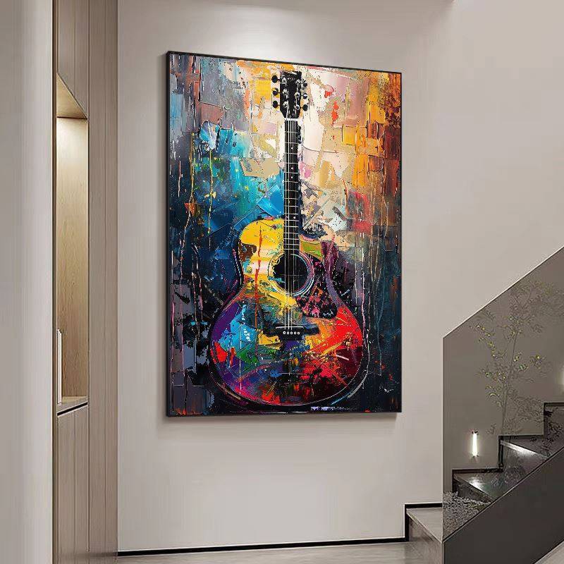 Tranh trang trí tường đàn guitar cá nhân và sáng tạo cho quán bar, nhà hàng âm nhạc, phòng chờ KTV, cửa hàng đàn guitar, lớp học và trang trí nhà cửa - tranh vải canvas