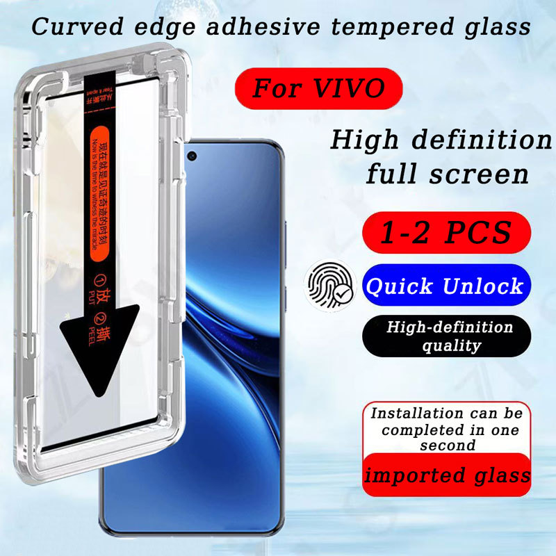 Kính cường lực Tự hút bụi,Khung tự dán cho VIVO X200 X90 X90s X80 X70 X60 V29 Lite V27 V25 Y300 Y78 Y78+ Y100 China S17 S16 S17E S15 Pro+ Plus 5G 4G