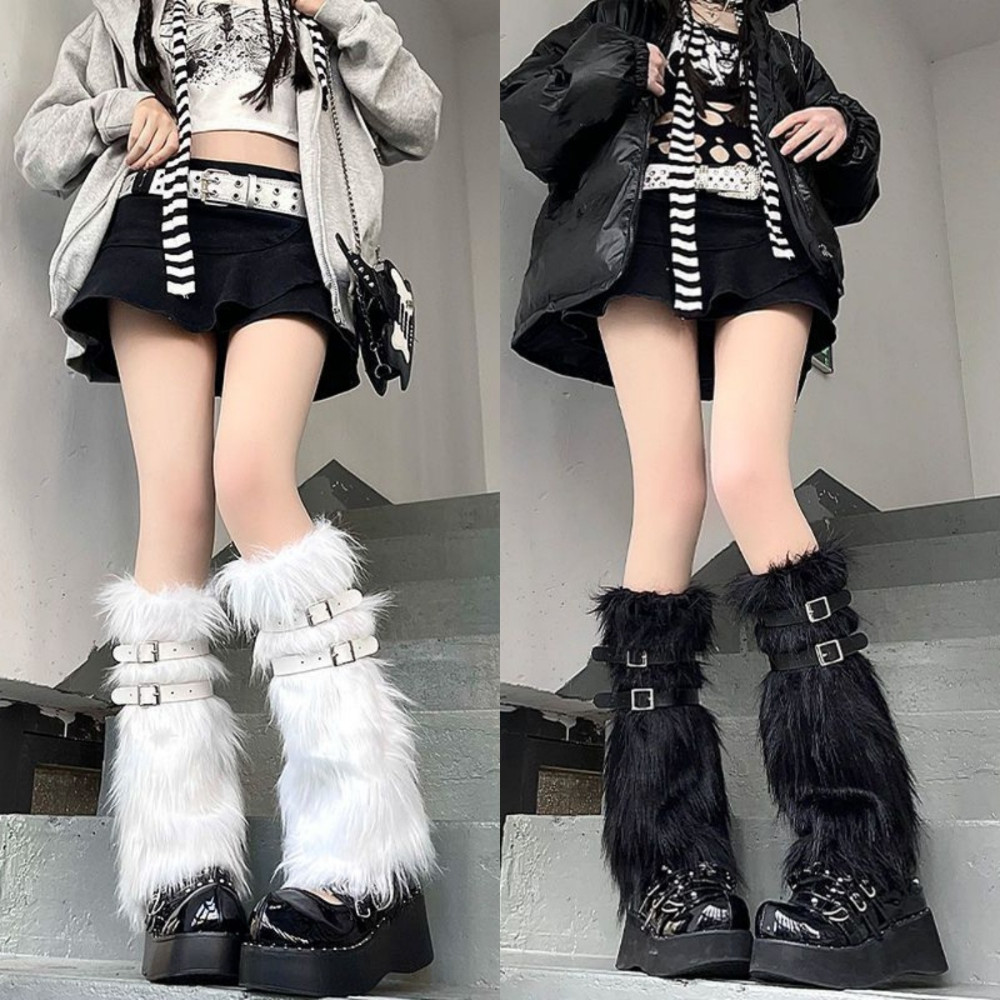 Tất Lông Cao Cổ, Vớ Ống Chân Phối Lông Phong Cách Hàn Quốc Giữ Ấm Mùa Đông Thời Trang Cosplay