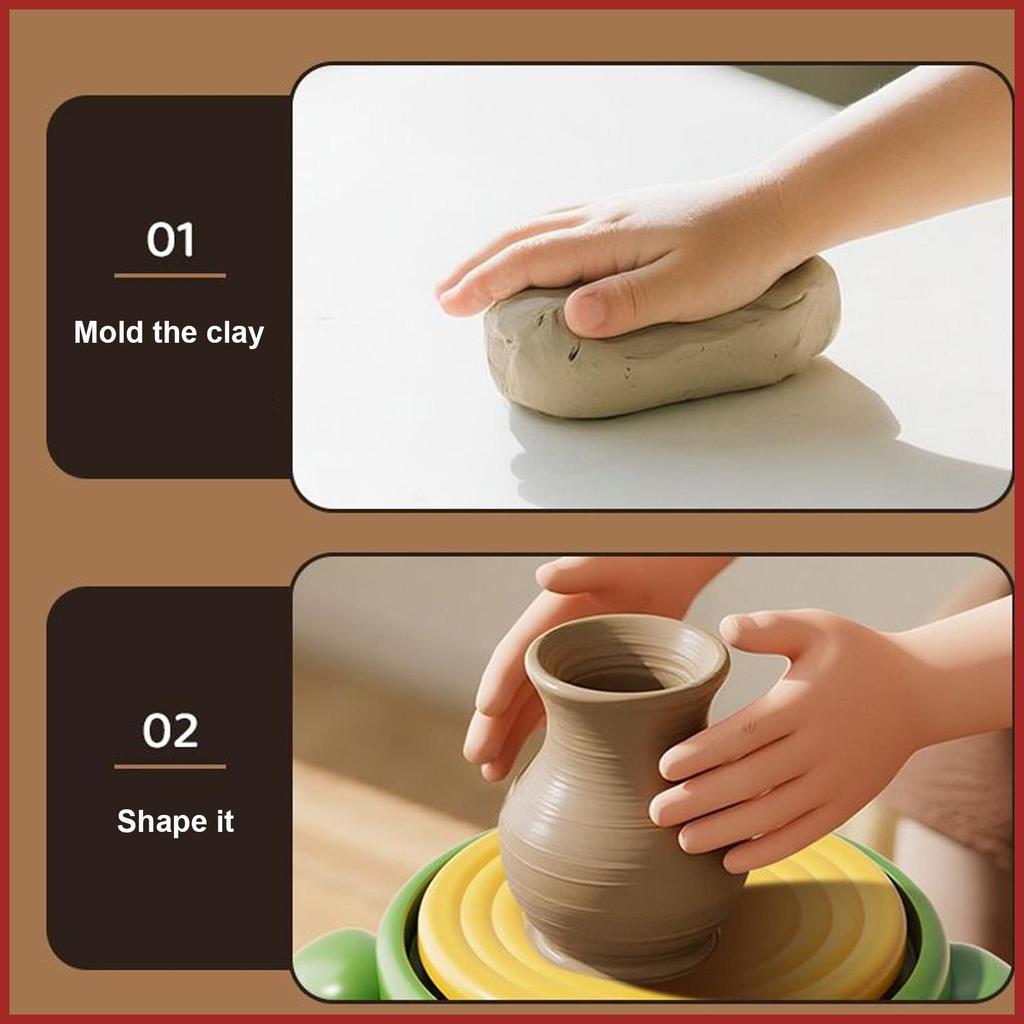 Bộ bánh xe gốm cho trẻ em Bộ đồ gốm đất sét cho trẻ mới biết đi Dụng cụ điêu khắc đất sét giáo dục dành cho người mới bắt đầu Học sinh Bé gái koapavn