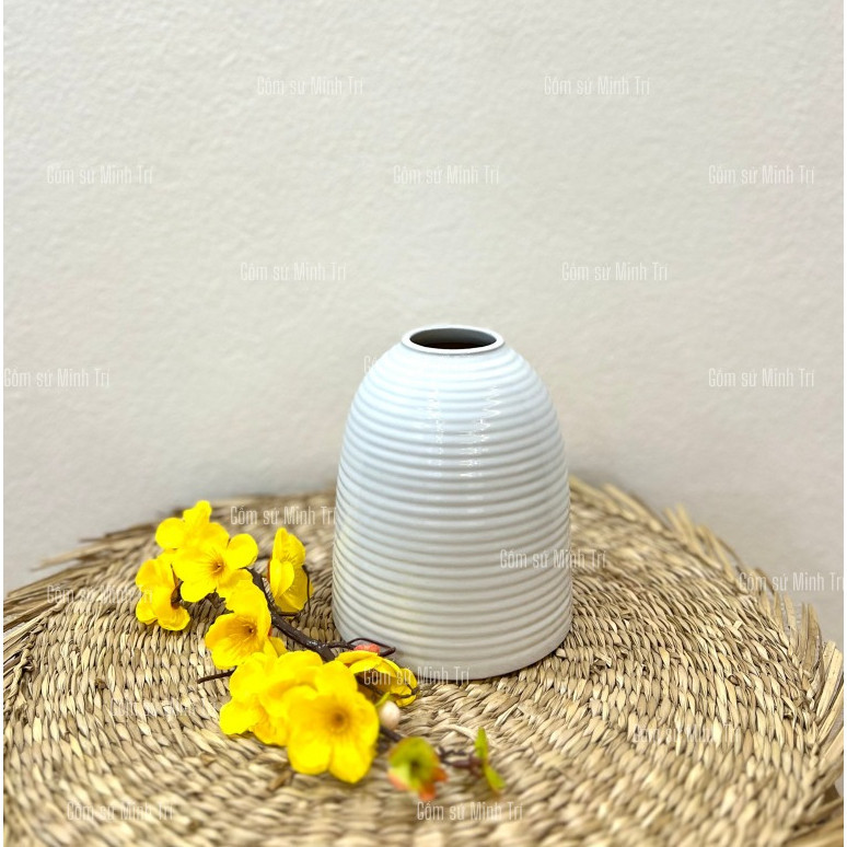 Bình hoa dáng chuông gốm mini vân ganh cao 17cm nhiều màu nhẹ nhàng - bình sứ Bát Tràng