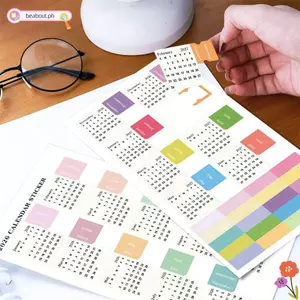 Nhãn dán lịch BEABOUT 2026, Sổ lưu niệm tự làm 2 tờ Nhãn dán kế hoạch hàng tháng, Thẻ lịch tự dính hoạt hình đơn giản Sử dụng trường học / văn phòng