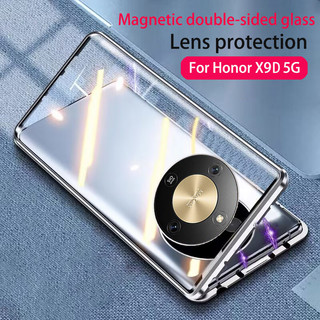 Vỏ từ tính bằng kính lật cho Honor X9d HonorX9d 5G Vỏ điện thoại kính hai mặt chống sốc Bảo vệ toàn diện Ốp lưng cứng