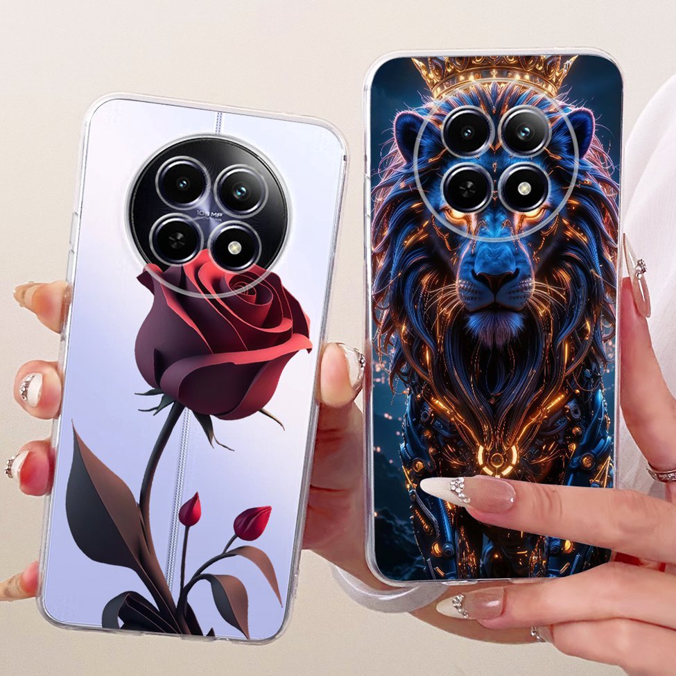 Trong Suốt Cho Realme 12 12X 5G RMX3998 Dành Cho Realme 12X 5G Ốp Lưng Mèo Dễ Thương Thời Trang Bướm Vỏ Sơn Ngộ nghĩnh