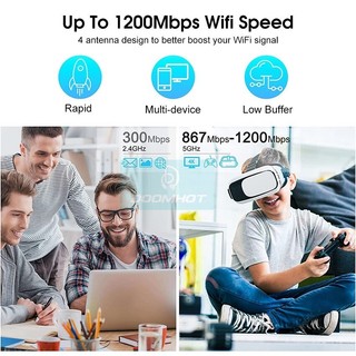 Đơn giản Kích sóng Wifi 4 râu tốc độ cao 300m/1200mpbs  2.4G 300Mbs. Mở rộng vùng phủ sóng, cải thiện tốc độ mạng Wifi