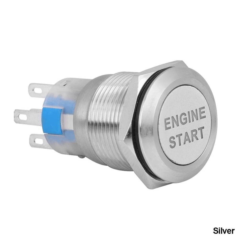 Nút khởi động động cơ DELMER, Công tắc khởi động đánh lửa kích thước 19MM bằng thép không gỉ, Công tắc khởi động Hợp kim nhôm kẽm màu đen / bạc Công tắc nút còi chống nước 12V Sử dụng xe máy