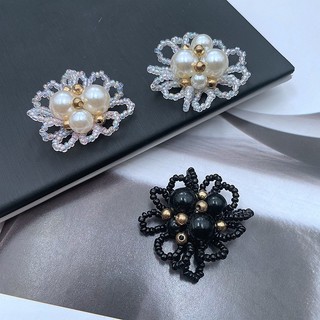 Phụ kiện handmade đính hạt kim cương giả và ngọc trai đơn giản, phù hợp trang trí mũ và giày