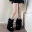 DELMER Lolita Boots Cover, Áo ấm chân lông Y2K phong cách Nhật Bản, Phong cách Harajuku Lông thú giả dày đến đầu gối Kawaii Tất bé gái cay