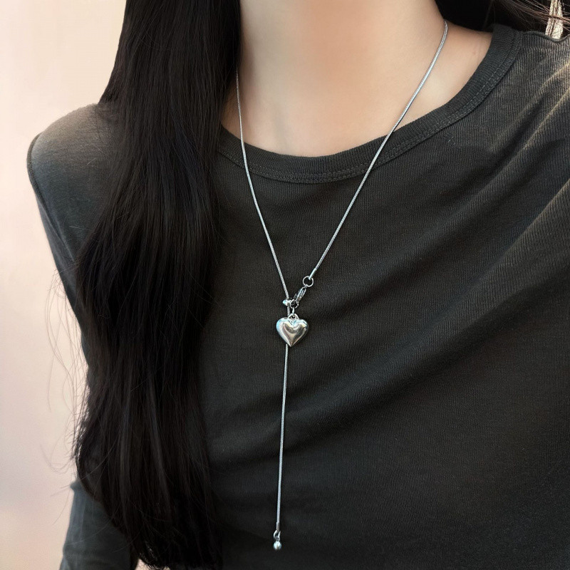Vòng Cổ Mặt Dây Chuyền Hình Trái Tim từ Thép Titan và Bạc Thời Trang, Chống Phai Màu