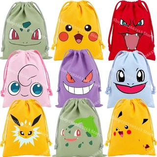 Túi dây rút hoạt hình Pokémon, vải sang trọng, túi lưu trữ/quà tặng