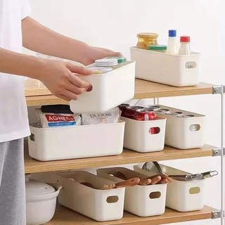 3 / 6 / 10 Hộp đựng máy tính để bàn bằng nhựa trắng có tay cầm - Giỏ phân loại đồ lặt vặt dung tích lớn